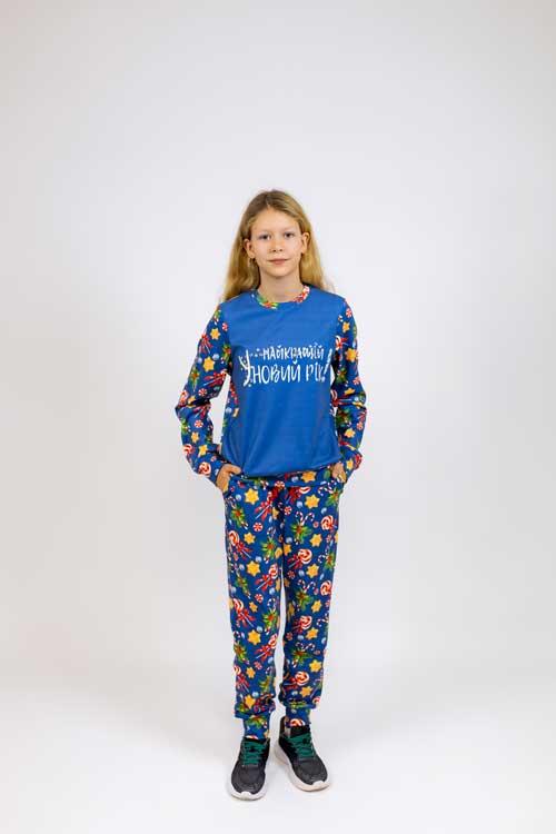 Зимовий костюм дитячий новорічний для дівчат — синій