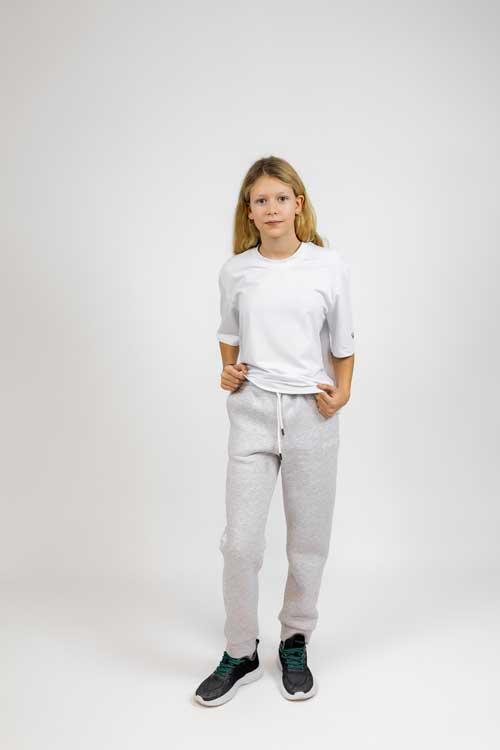 Спортивні штани теплі дитячі для дівчат — сірий меланж