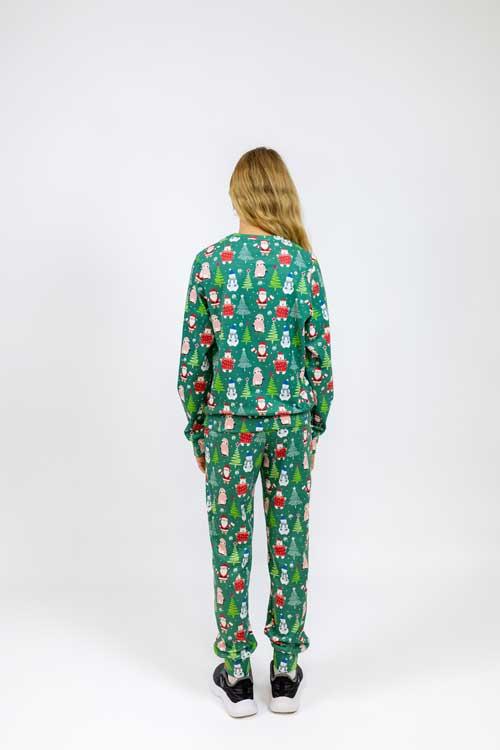 Дитячий спортивний костюм новорічний для дівчат — зелений