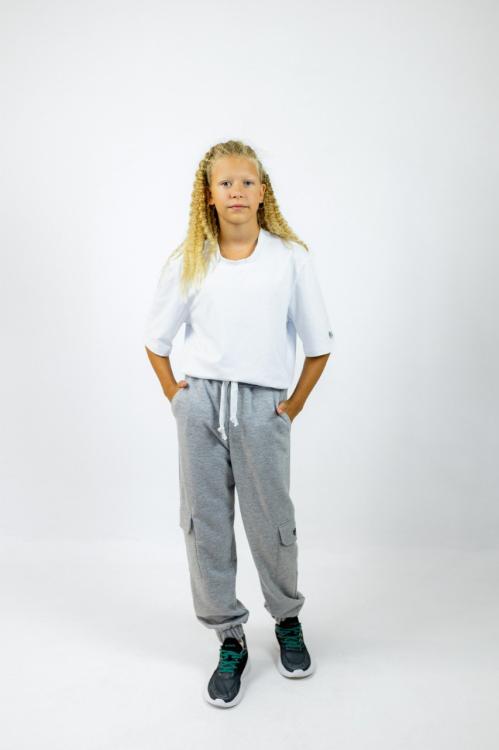 Штани підліткові «Карго» сірий меланж для дівчат