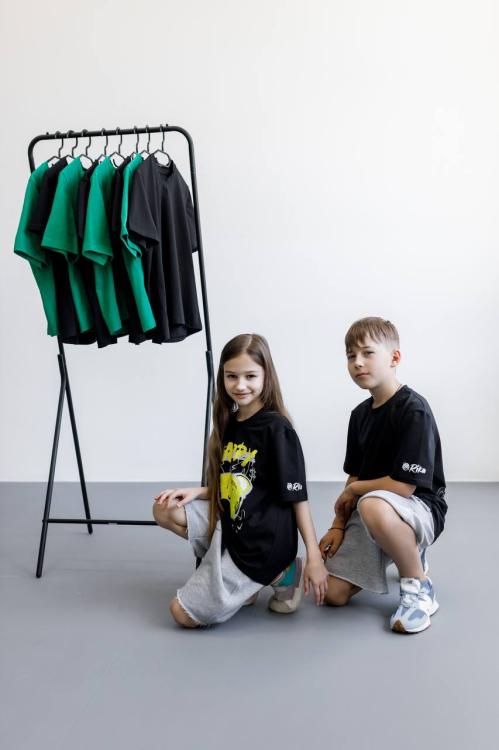 Дитяча футболка для дівчат – принт Bear, чорна